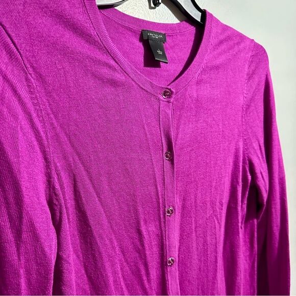 Ann Taylor Women's Fuchsia Cardigan Sweater (608) - Picture 2 of 4